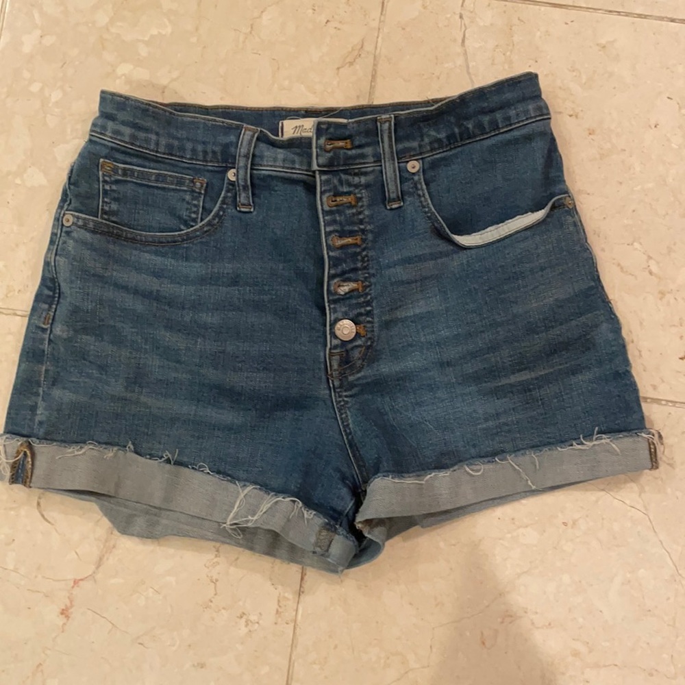 Madewell High Rise Button Front Denim Shor…